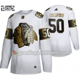 Chicago Blackhawks Corey Crawford 50 Adidas 2019-2020 Golden Edition Wit Authentic Shirt - Kinderen